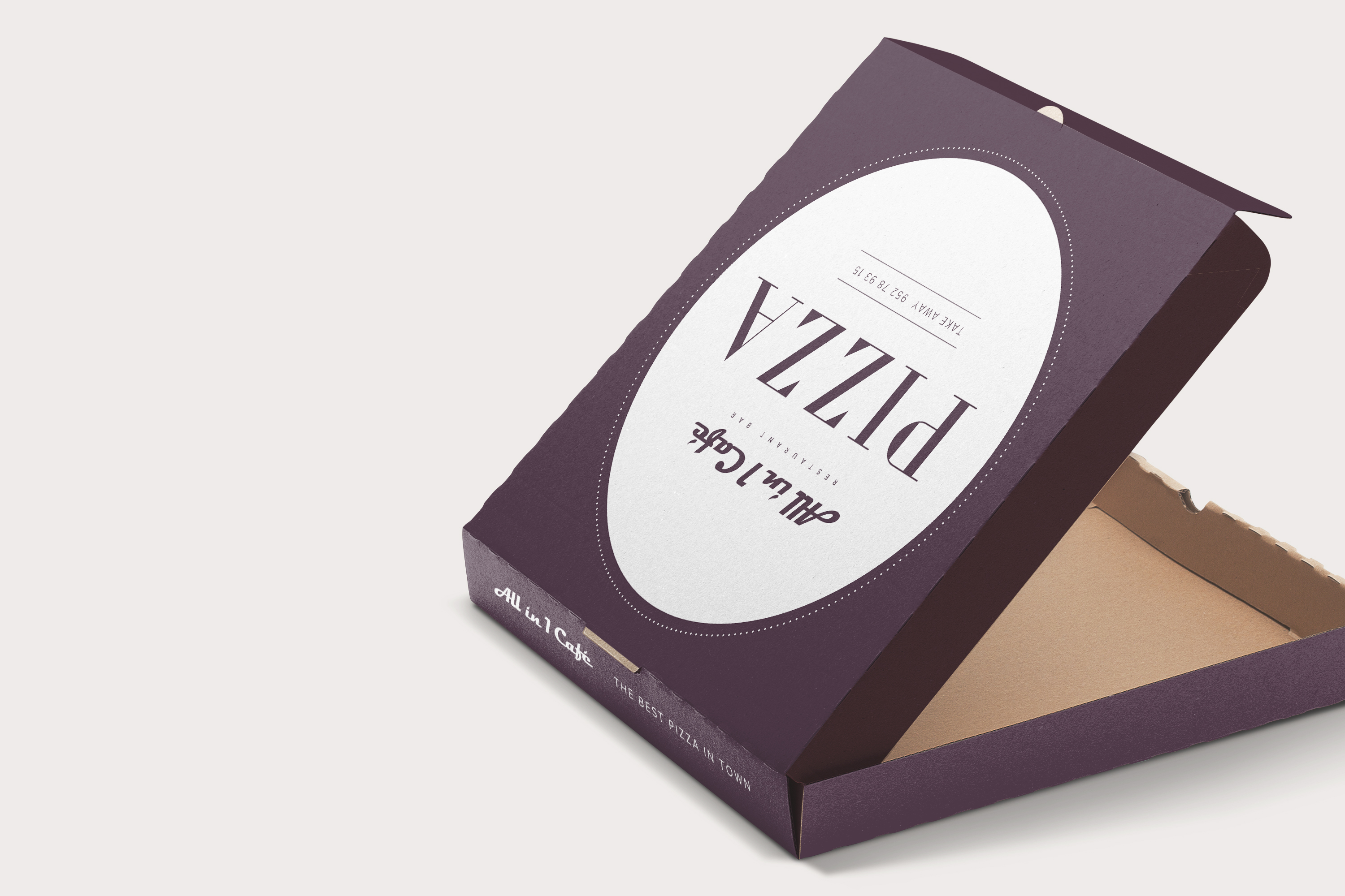 All in One Cafe pizza box design